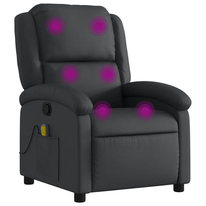 vidaXL Massage Recliner Chair Black Real Leather-2