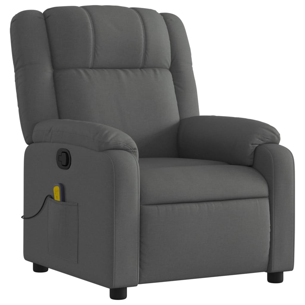 vidaXL Massage Recliner Chair Dark Gray Fabric-3