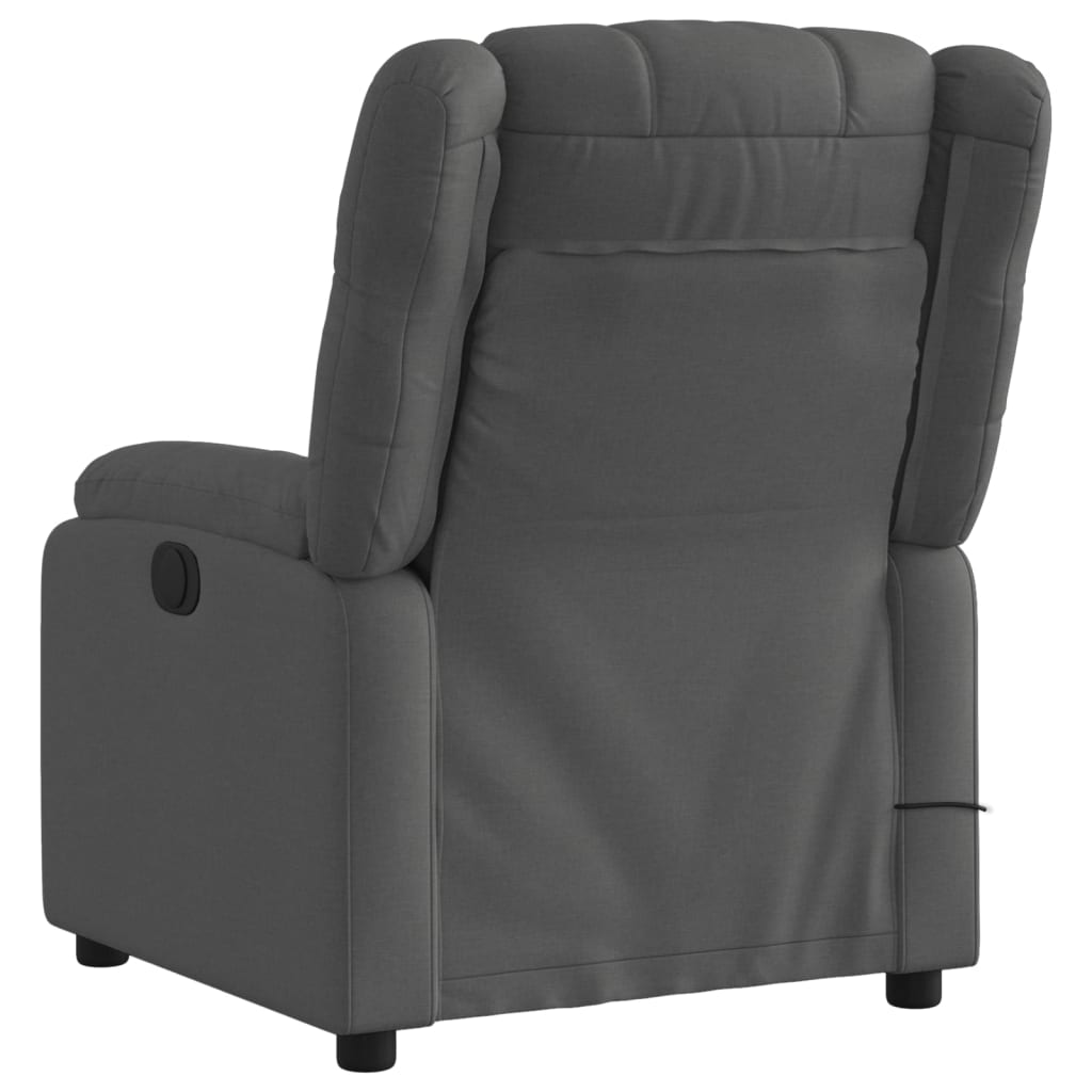 vidaXL Massage Recliner Chair Dark Gray Fabric-4