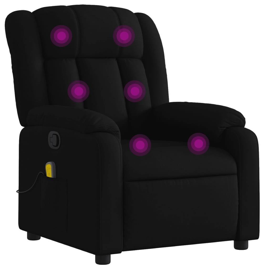 vidaXL Massage Recliner Chair Black Fabric-2