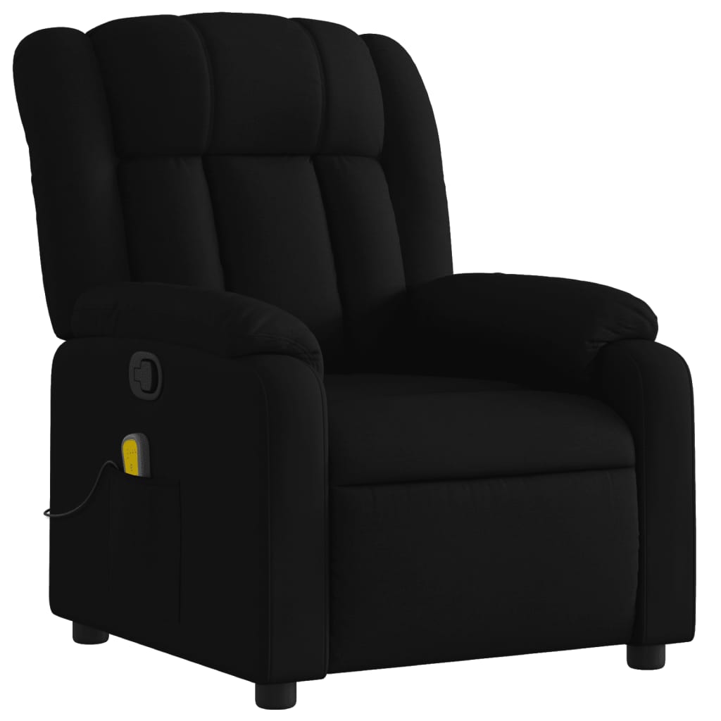 vidaXL Massage Recliner Chair Black Fabric-3