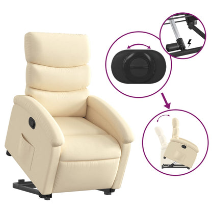 vidaXL Stand up Recliner Chair Cream Fabric-3