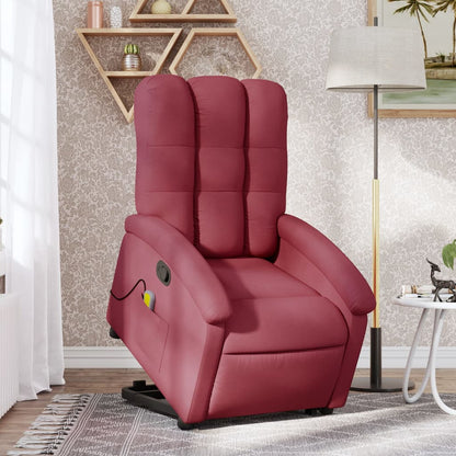 vidaXL Stand up Massage Recliner Chair Wine Red Fabric-5