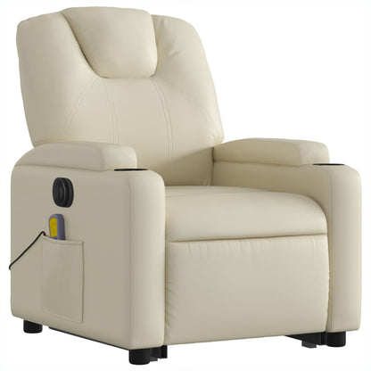 vidaXL Electric Stand up Massage Recliner Chair Cream Faux Leather-1