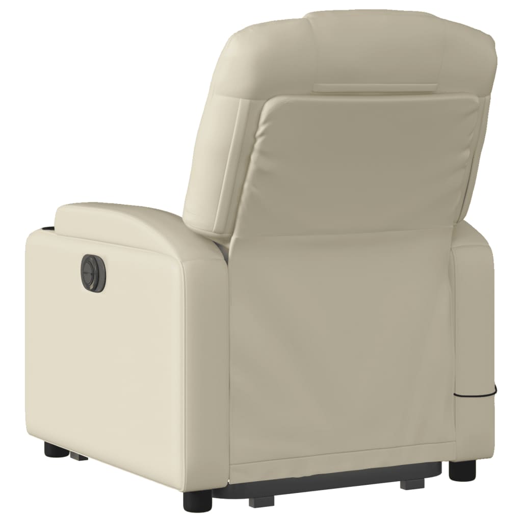 vidaXL Electric Stand up Massage Recliner Chair Cream Faux Leather-2