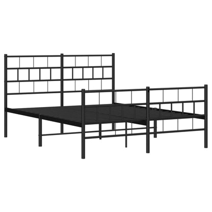vidaXL Metal Bed Frame with Headboard and Footboard Black 53.1"x74.8"-2