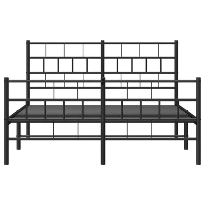 vidaXL Metal Bed Frame with Headboard and Footboard Black 53.1"x74.8"-3