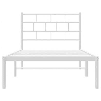 vidaXL Metal Bed Frame with Headboard White 39.4"x78.7"-3
