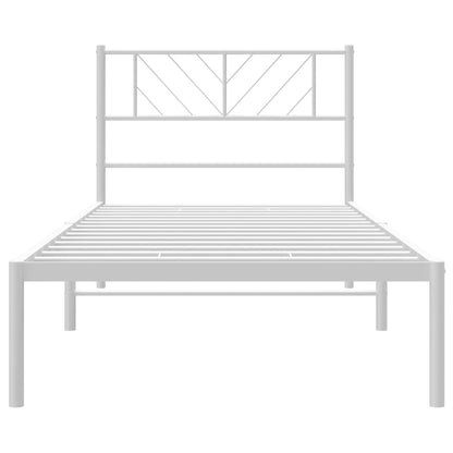 vidaXL Metal Bed Frame with Headboard White 39.4"x74.8" Twin-3
