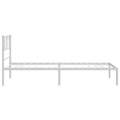 vidaXL Metal Bed Frame with Headboard White 39.4"x74.8" Twin-4