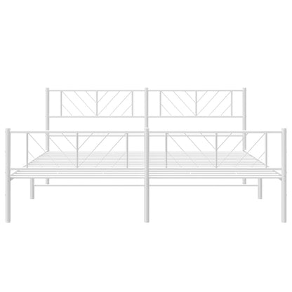 vidaXL Metal Bed Frame with Headboard and Footboard White 76"x79.9" King-3