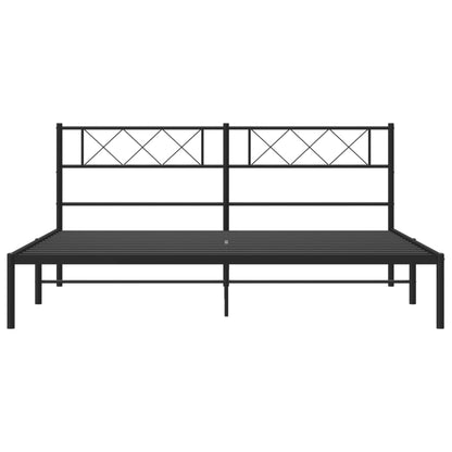 vidaXL Metal Bed Frame with Headboard Black 76"x79.9" King-2