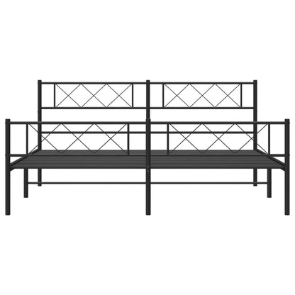 vidaXL Metal Bed Frame with Headboard and Footboard Black 76"x79.9" King-2