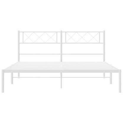 vidaXL Metal Bed Frame with Headboard White 59.1"x78.7"-3