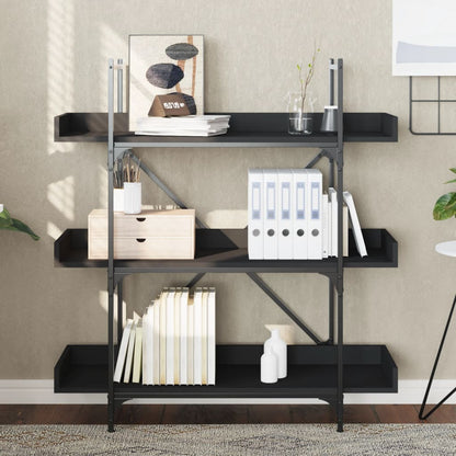 vidaXL Bookcase 3-Tier Black 39.4"x13"x42.7" Engineered Wood-2