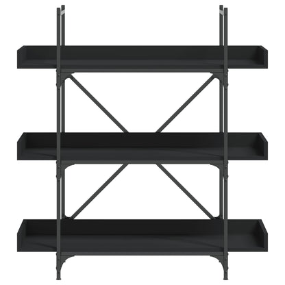 vidaXL Bookcase 3-Tier Black 39.4"x13"x42.7" Engineered Wood-3