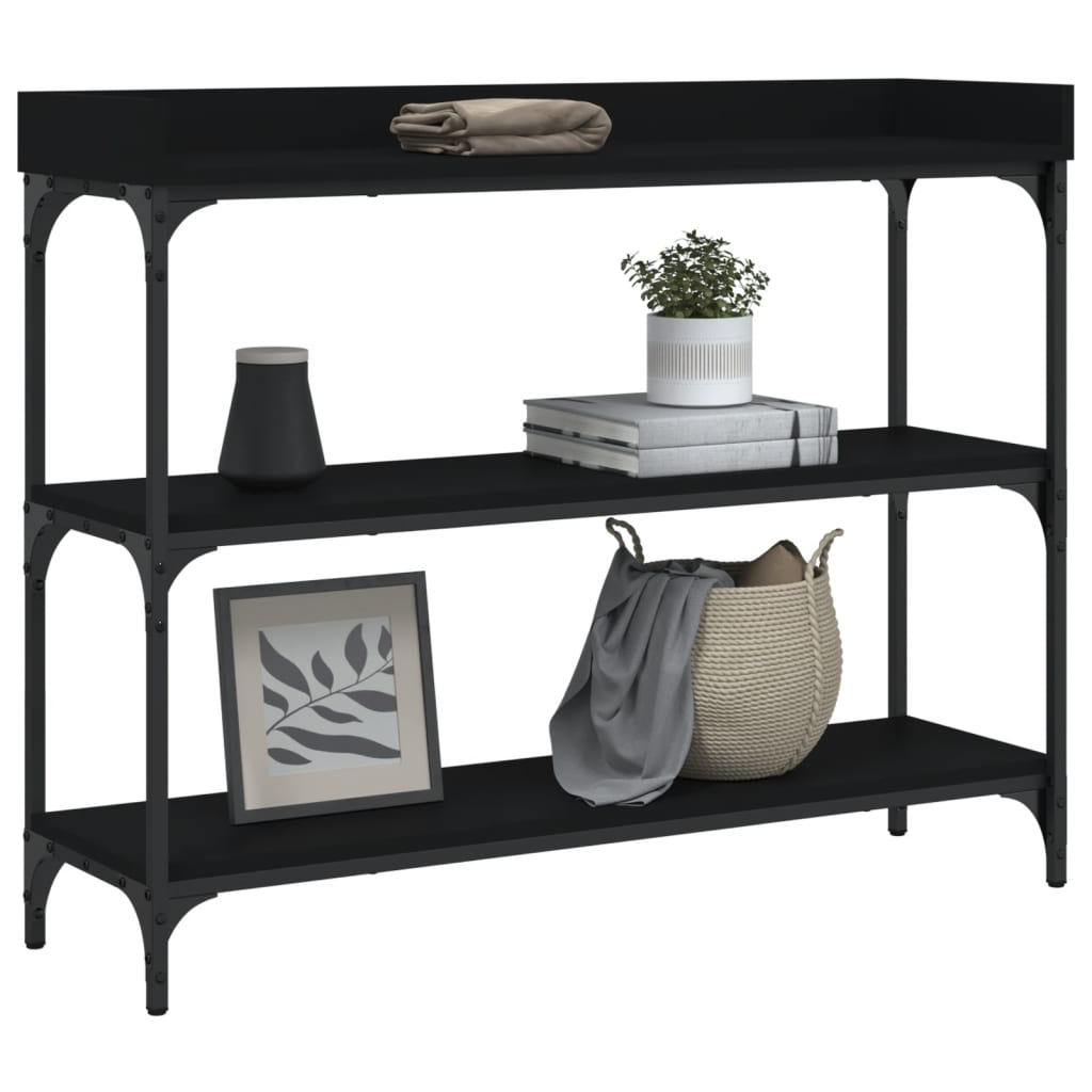 vidaXL Console Table with Shelves Black 39.4"x11.8"x31.5"-1