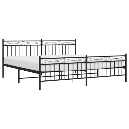 vidaXL Metal Bed Frame with Headboard and Footboard Black 76"x79.9" King-1