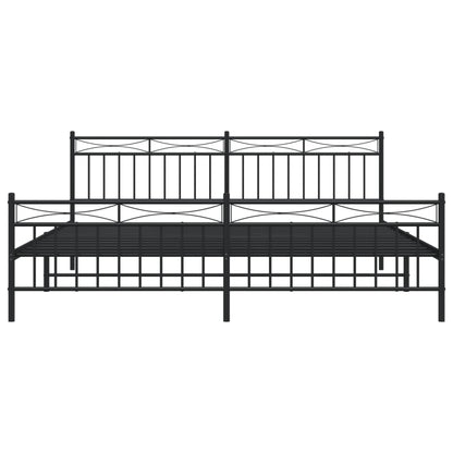 vidaXL Metal Bed Frame with Headboard and Footboard Black 76"x79.9" King-3