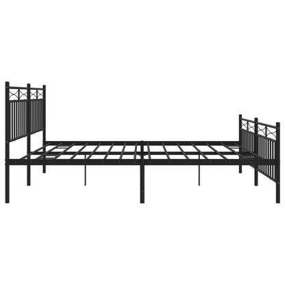 vidaXL Metal Bed Frame with Headboard and Footboard Black 76"x79.9" King-4