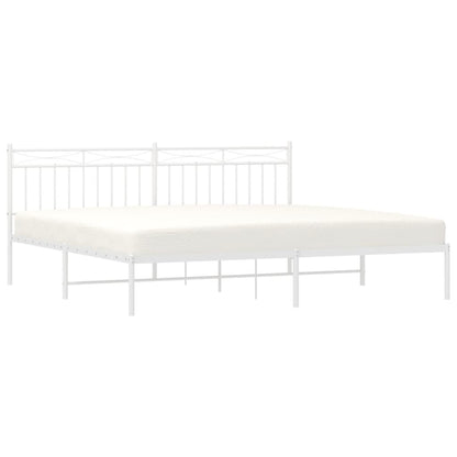 vidaXL Metal Bed Frame with Headboard White 76"x79.9" King-1