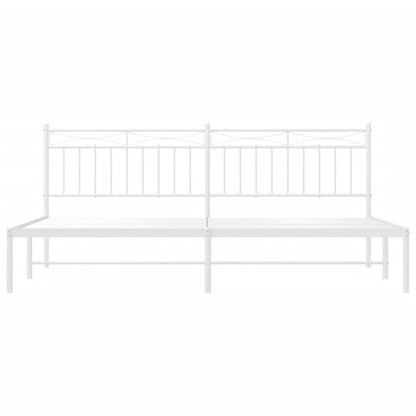 vidaXL Metal Bed Frame with Headboard White 76"x79.9" King-3
