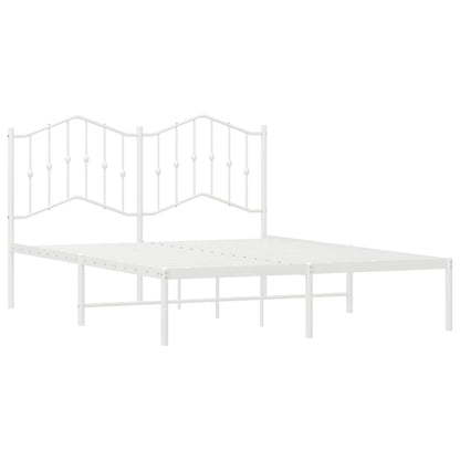 vidaXL Metal Bed Frame with Headboard White 59.1"x78.7"-3