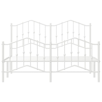 vidaXL Metal Bed Frame with Headboard and Footboard White 59.1"x78.7"-3