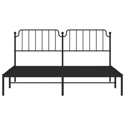vidaXL Metal Bed Frame with Headboard Black 72"x83.9" California King-3