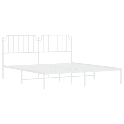 vidaXL Metal Bed Frame with Headboard White 72"x83.9" California King-2
