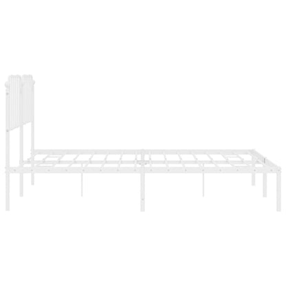 vidaXL Metal Bed Frame with Headboard White 72"x83.9" California King-4