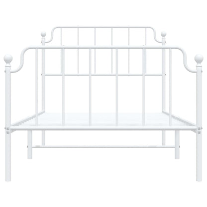 vidaXL Metal Bed Frame with Headboard and Footboard White 39.4"x78.7"-3