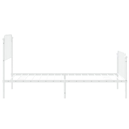 vidaXL Metal Bed Frame with Headboard and Footboard White 39.4"x78.7"-4