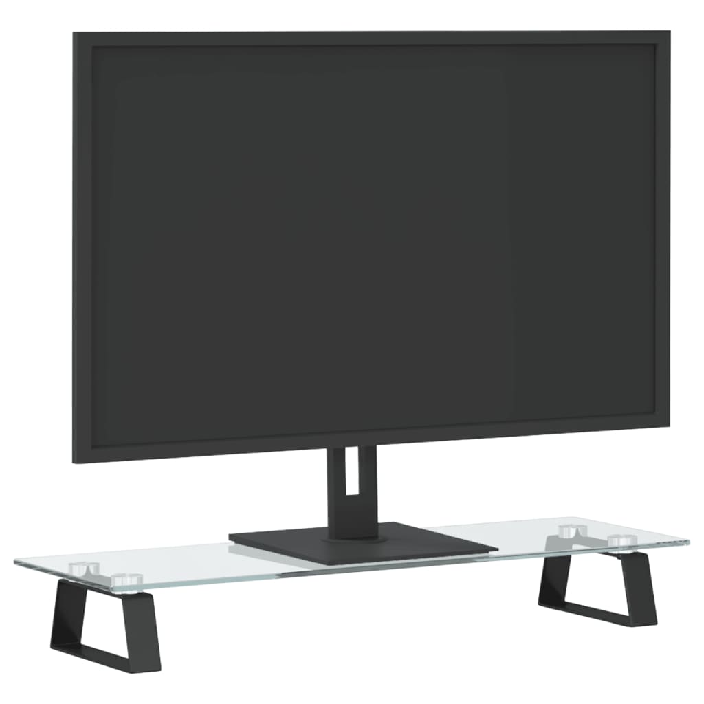 vidaXL Monitor Stand Desktop Computer Screen Riser Tempered Glass and Metal-1