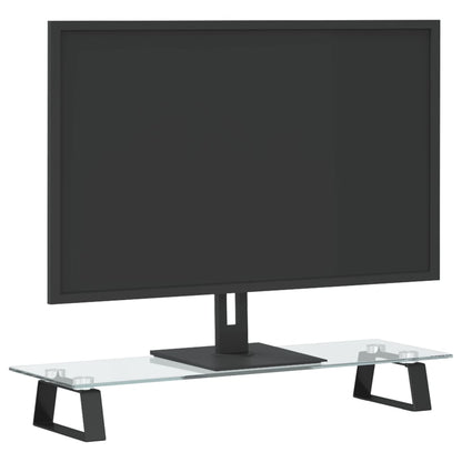 vidaXL Monitor Stand Desktop Computer Screen Riser Tempered Glass and Metal-1