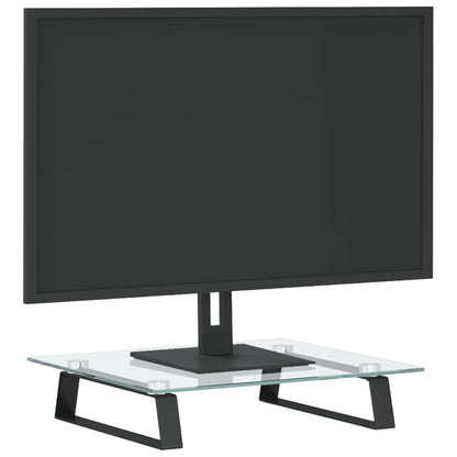 vidaXL Monitor Stand Desktop Computer Screen Riser Tempered Glass and Metal-1