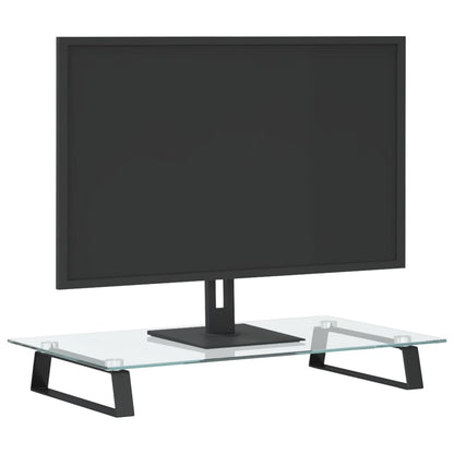 vidaXL Monitor Stand Desktop Computer Screen Riser Tempered Glass and Metal-1
