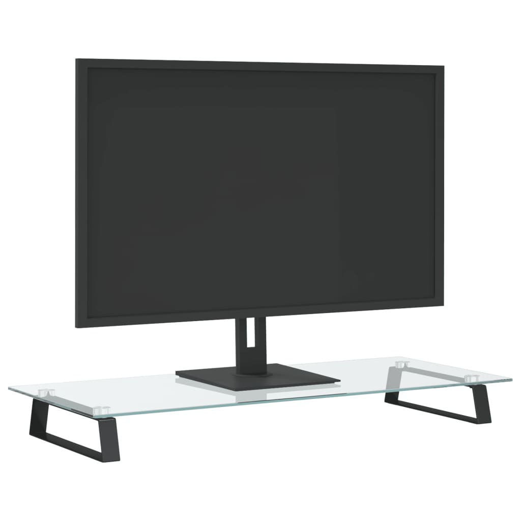 vidaXL Monitor Stand Desktop Computer Screen Riser Tempered Glass and Metal-1