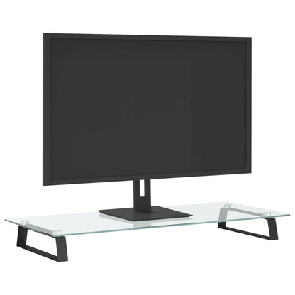 vidaXL Monitor Stand Desktop Computer Screen Riser Tempered Glass and Metal-1
