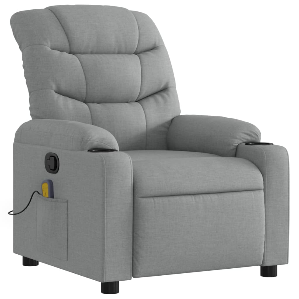 vidaXL Massage Recliner Chair Light Gray Fabric-1