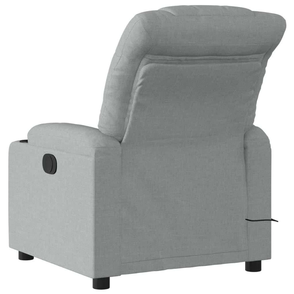 vidaXL Massage Recliner Chair Light Gray Fabric-2