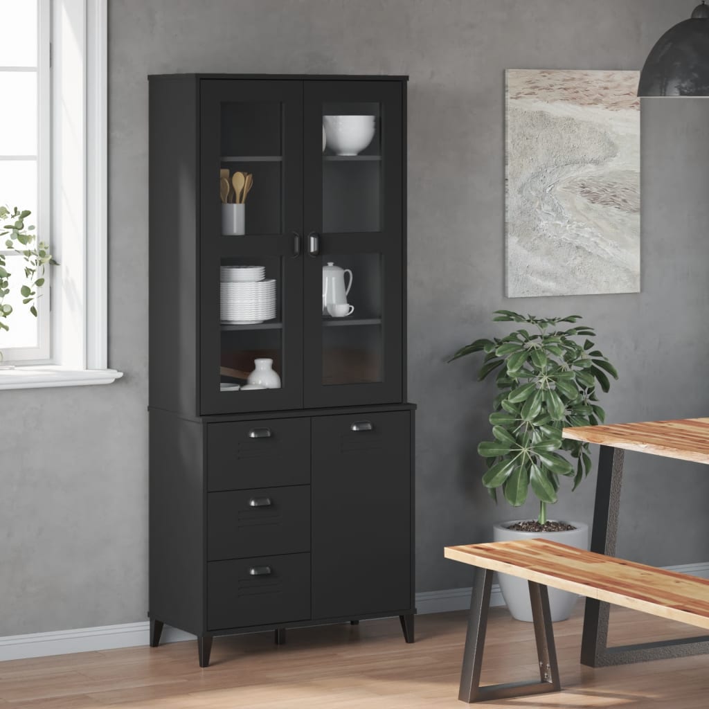 vidaXL Highboard VIKEN Anthracite Gray 31.5"x15.7"x74.8" Solid Wood Pine-1