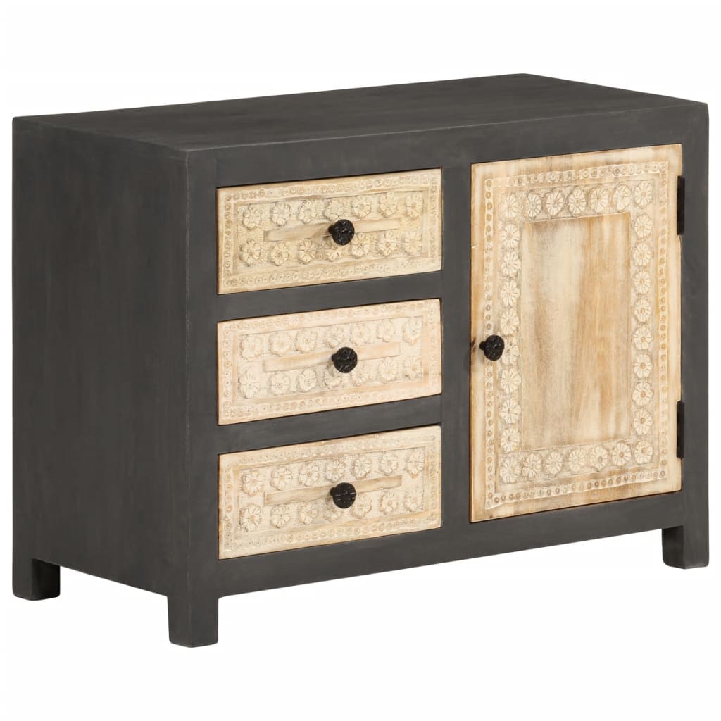 vidaXL Side Cabinet Sideboard Living Room Furniture Hand Carved Solid Wood Mango-5