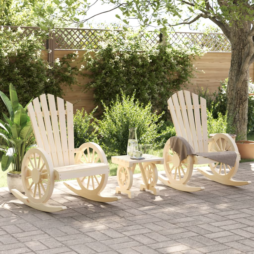 vidaXL 3 Piece Patio Lounge Set Solid Wood Fir-1