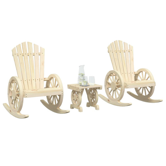 vidaXL 3 Piece Patio Lounge Set Solid Wood Fir-0