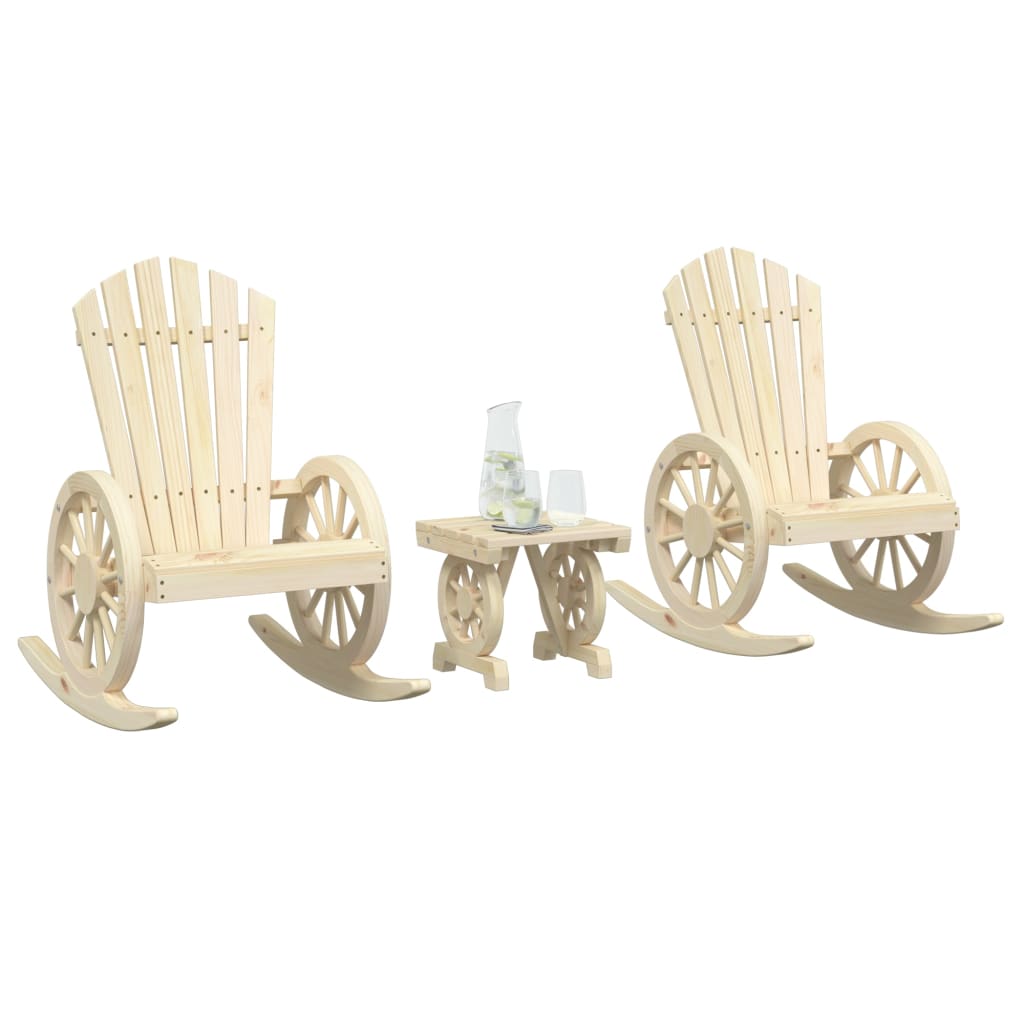 vidaXL 3 Piece Patio Lounge Set Solid Wood Fir-0
