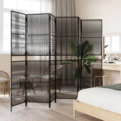vidaXL Room Divider 6 Panels Black Poly Rattan-3