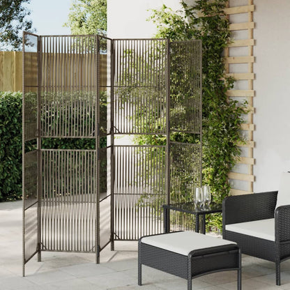 vidaXL Room Divider 6 Panels Gray Poly Rattan-0