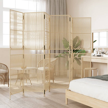 vidaXL Room Divider 6 Panels Beige Poly Rattan-4