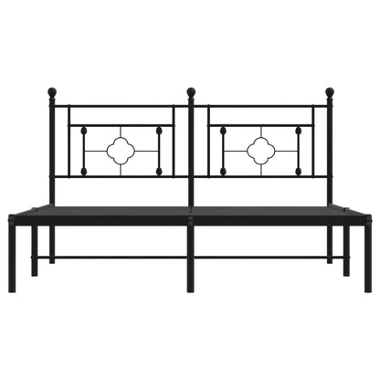 vidaXL Metal Bed Frame with Headboard Black 59.1"x78.7"-3